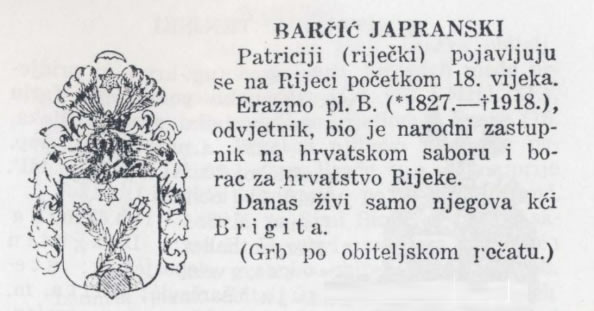 Erazmo Barčić, grb