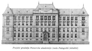 Projekt pročelja Pomorske Akademije (danas Pedagoški fakultet)